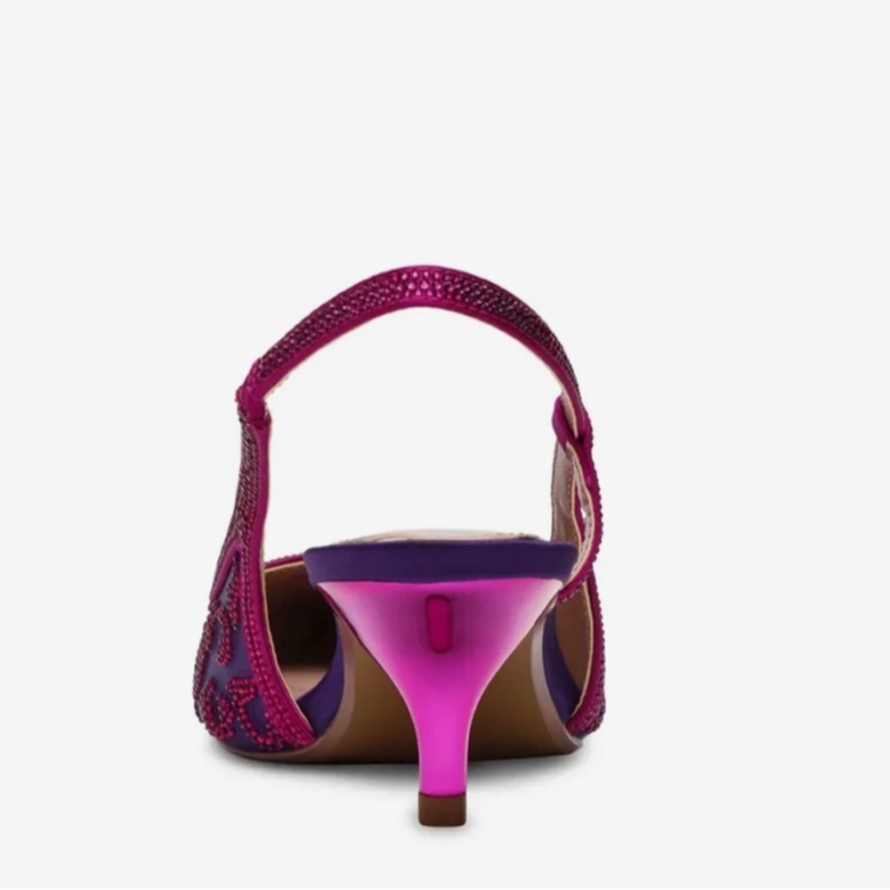 Betsey Johnson Purple & Fuchsia Embellished Slingback Pump Size 9.5M - Picture 3 of 6